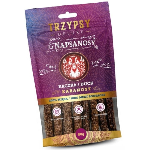 Trzypsy Napsanosy Przysmak dla psa Kabanosy z kaczki 80g Kaczka