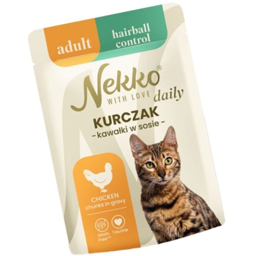 Nekko Daily dla kota Adult Hairball Control Kurczak kawałki w sosie 85g