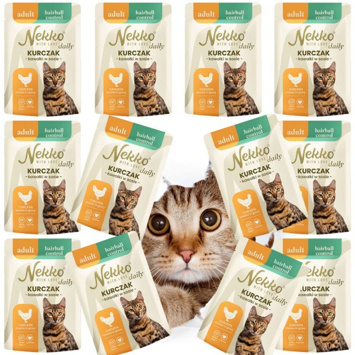 Nekko Daily Adult Hairball Control kurczak w sosie mokra karma dla kota 12x 85g