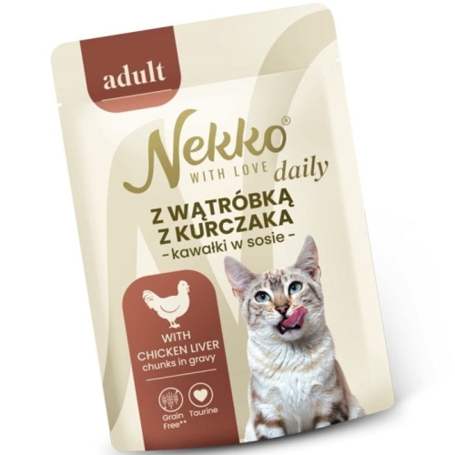 Nekko Daily Saszetka dla kota Adult Wątróbka z kurczaka kawałki w sosie 85g
