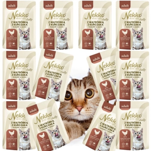 Nekko Daily Saszetka dla kota Adult Wątróbka z kurczaka kawałki 12 x 85g