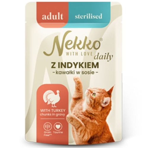 Nekko Daily Adult indyk w sosie mokra karma dla kota sterylizowanego 85g