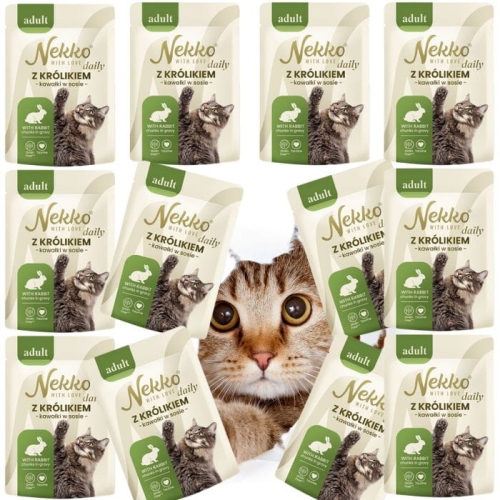 Nekko Daily Saszetka dla kota Adult Królik kawałki w sosie 12 x 85g