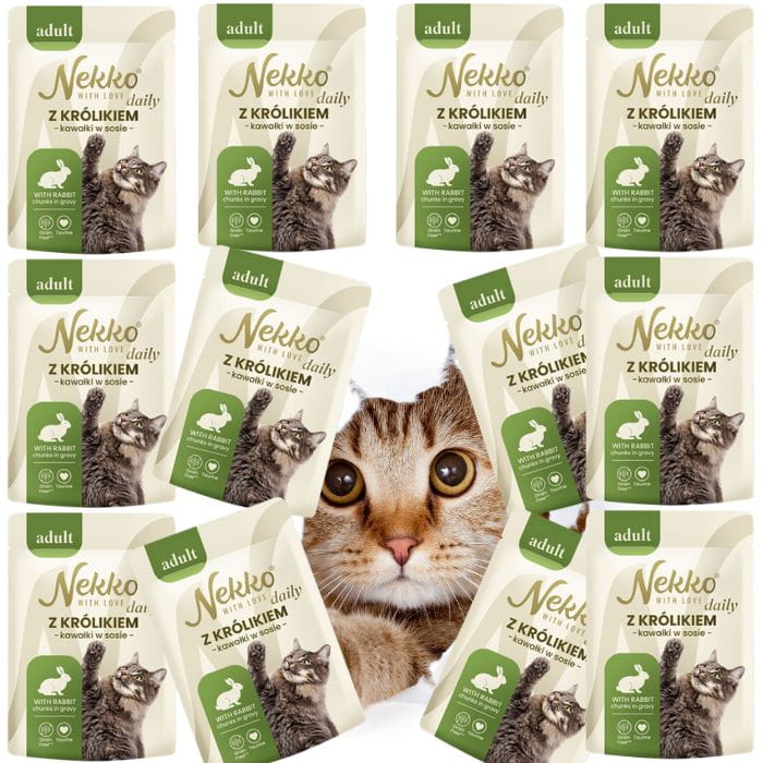 Nekko Daily Adult królik mokra karma dla kota kawałki w sosie 12x 85g