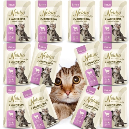 Nekko Daily Saszetka dla kota Kitten Jagnięcina kawałki w sosie 12 x 85g