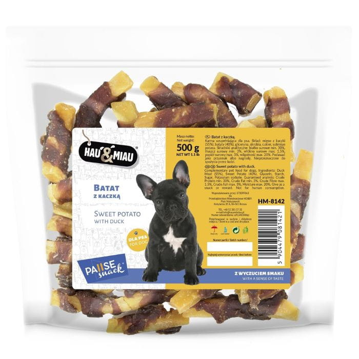 HauMiau PauseSnack kaczka z batatem przysmak treningowy dla psa 500g
