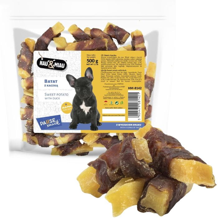 HauMiau PauseSnack kaczka z batatem przysmak treningowy dla psa 500g