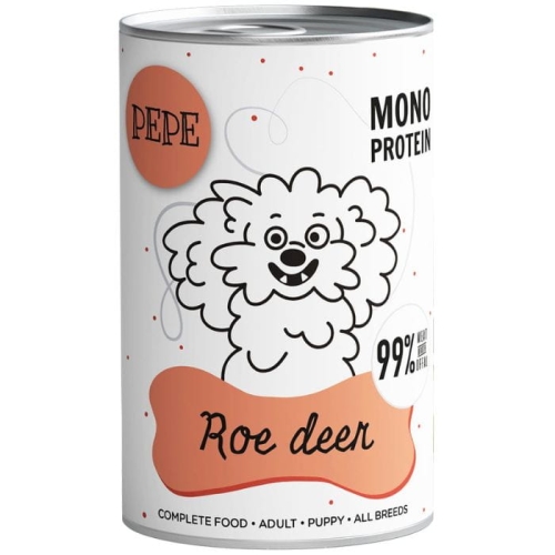 Paka Zwierzaka Pepe monoprotein Roe deer SARNA 400g Karma mokra dla psa