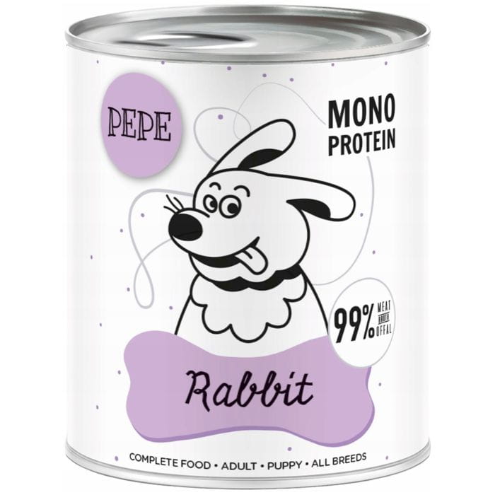 Paka Zwierzaka Pepe Mono Protein Rabbit Mokra karma dla psa Królik XL 800g 3.jpg