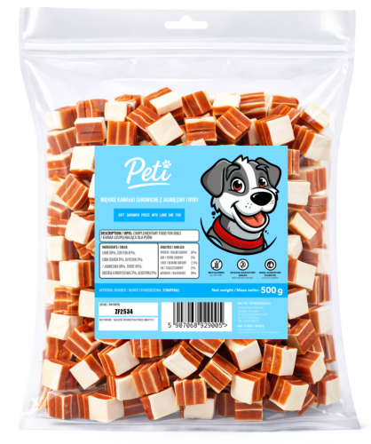 Peti - Sandwiche z jagnięciny i ryby - kostka 500g