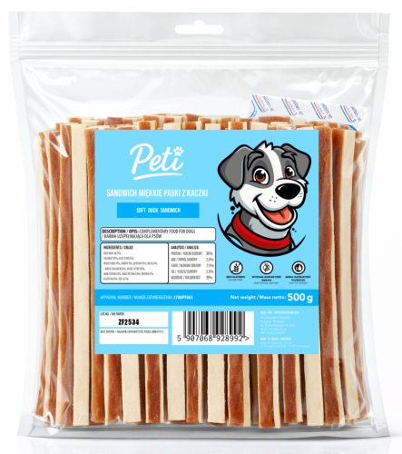 Peti - Sandwich paski z kaczki 500g