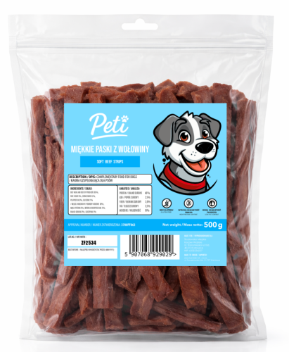 Peti - Miękkie paski z wołowiny 500g