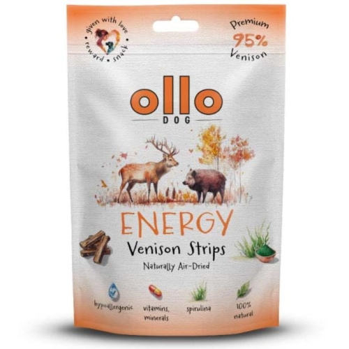Ollo Air Dried Energy Venision Strips Przysmaki funkcyjne z dziczyzny 80g
