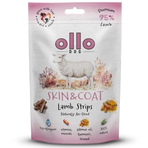 Ollo Air Dried Skin & Coat Lamb Strips Paski z JAGNIĘCINY Zdrowa skóra 80g