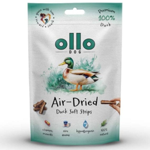 Ollo Air Dried 100% Duck Strips Suszone miękkie paski z KACZKI dla psa 80g