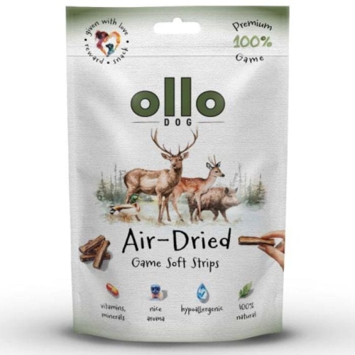Ollo Air Dried Game Strips Suszone miękkie paski z DZICZYZNY dla psa 80g