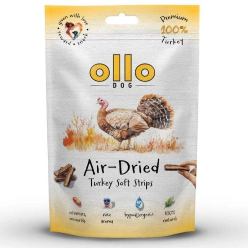 Ollo Air Dried Turkey Strips 80g Suszone miękkie paski z INDYKA dla psa