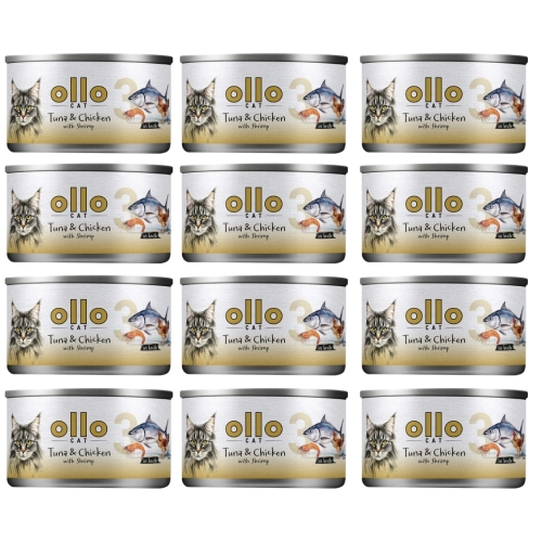 Ollo Cat nr 3 Tuńczyk Kurczak Krewetki Mokra karma dla kota kociąt 12 x 70g