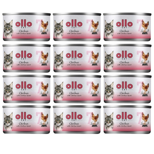 Ollo Cat nr 7 Kurczak&Serca z kurczaka w sosie 12x 70g
