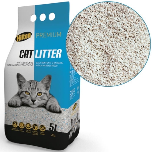 Żwirek bentonitowy dla kota biały Mydło marsylskie Hilton Premium 5l