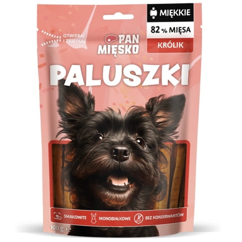 Pan Mięsko dla psa paluszki królik 100g