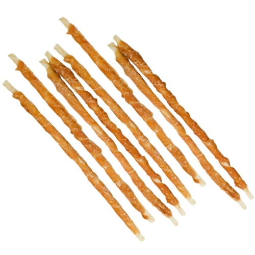 Pausesnack dla psa patyk ze skóry owinięty kurczak