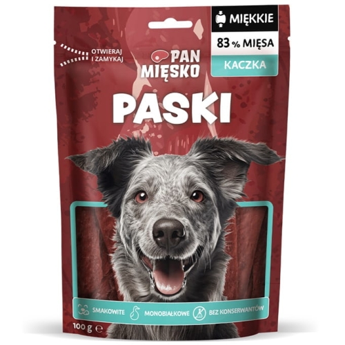 Pan Mięsko dla psa paski kaczka 100g