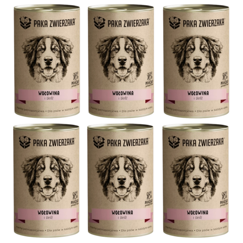 6x Paka zwierzaka Wołowina i śledź (400g)