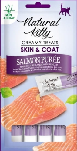 NATURAL KITTY SOS sasz. skóra/sierść łosoś 48g
