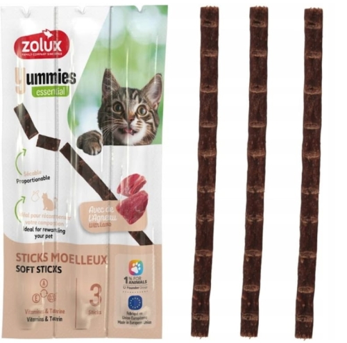 Zolux Miękkie przysmaki treningowe dla kota pałeczki YUMMIES Jagnięcina ryż