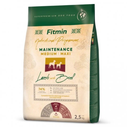 Fitmin dog Medium Maxi Maintenance sucha karma dla psów Lamb&Beef 2,5kg