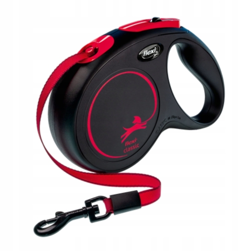 Flexi Classic z Taśmą M Black Fire Smycz automatyczna 5m do 25kg