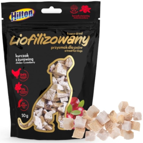 Hilton Przysmak dla psa Liofilizowany KURCZAK i WĄTRÓBKA WOŁOWA OWOCE 50g