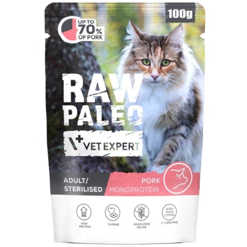 Raw Paleo Adult Sterilised Cat Pork 100g Monoproteinowa Wieprzowina