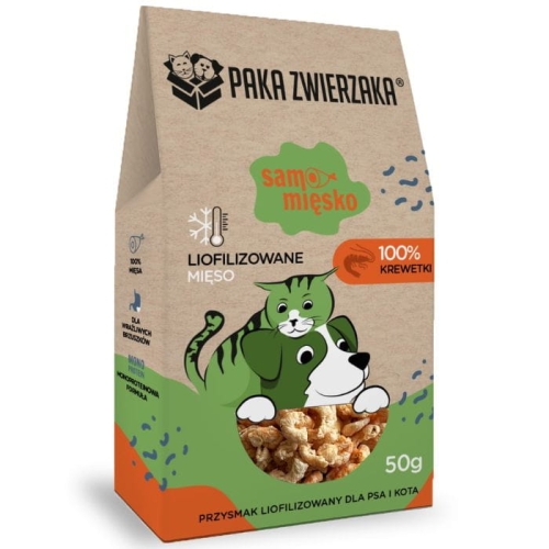 Paka Zwierzaka Przysmak liofilizowany Samo Mięsko KREWETKI 50g