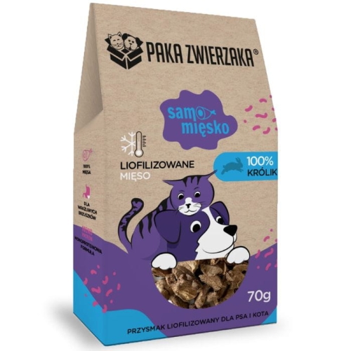 Paka Zwierzaka Przysmak liofilizowany Samo Mięsko KRÓLIK 70g