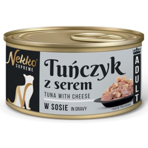 Nekko Supreme Adult Mokra karma dla kota TUŃCZYK Z SEREM w sosie 80g