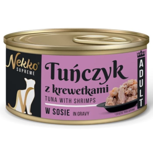 Nekko Supreme Adult Mokra karma dla kota TUŃCZYK Z KREWETKAMI w sosie 80g