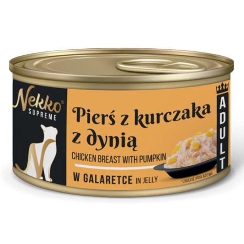Nekko Supreme Mokra karma dla kota PIERŚ KURCZAKA DYNIA W GALARETCE 80g