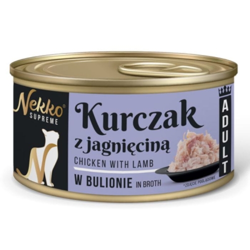 Nekko Supreme Mokra karma dla kota JAGNIĘCINA W BULIONIE Puszka 80g