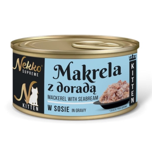 Nekko Supreme Kitten Mokra karma dla kociąt MAKRELA Z DORADĄ W SOSIE 80g
