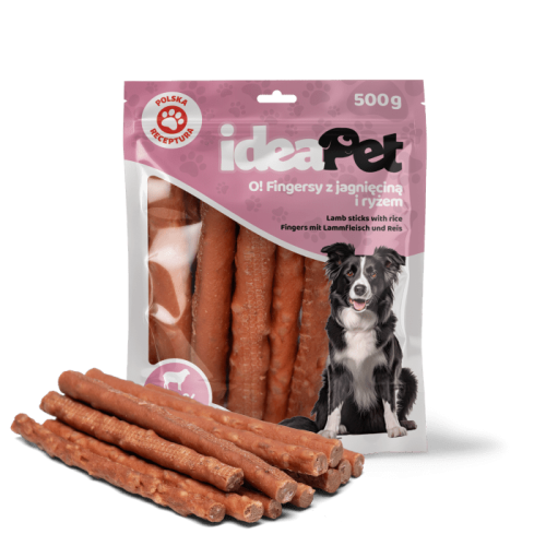 ideaPet Fingersy z jagnięciną i ryżem 500g Kabanosy Przysmak dla psa