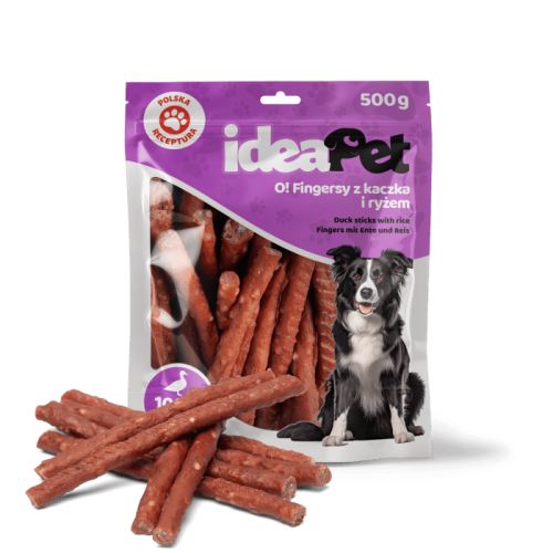 ideaPet Fingersy z kaczką i ryżem 500g Kabanosy Przysmak dla psa