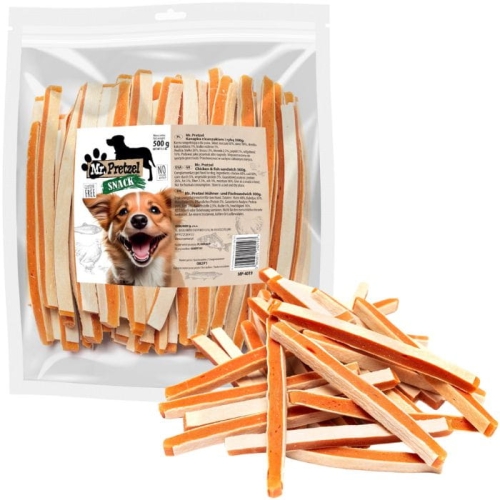 Przysmak przekąska dla psa Kanapka z Kurczakiem i Rybą Mr. Pretzel 500g