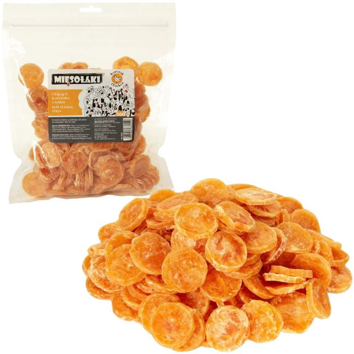 MięsoŁaki miękkie chipsy z kurczaka naturalny przysmak dla psa 500g