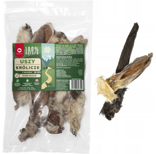 Maced Ucho królicze z włosem 10szt