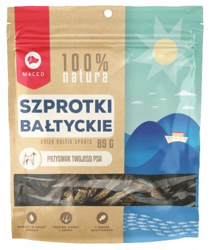 Maced Suszone szprotki Rybki Przysmak dla psa 85g