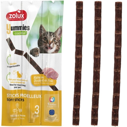 Zolux Miękkie przysmaki treningowe dla kota pałeczki YUMMIES Indyk wątróbka