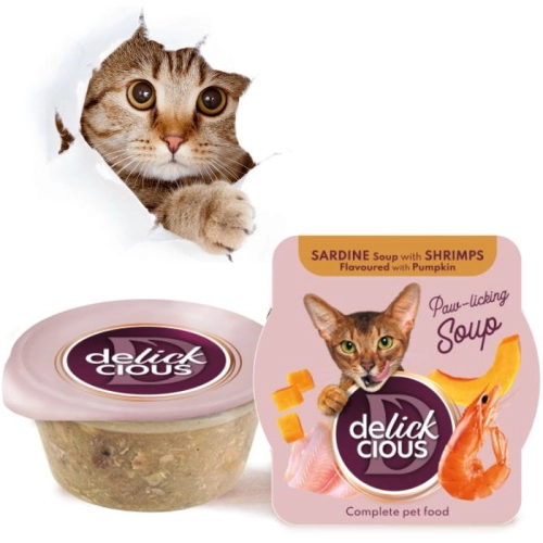 Delickcious Zupa z sardynkami krewetką i dynią 80g karma dla kotów