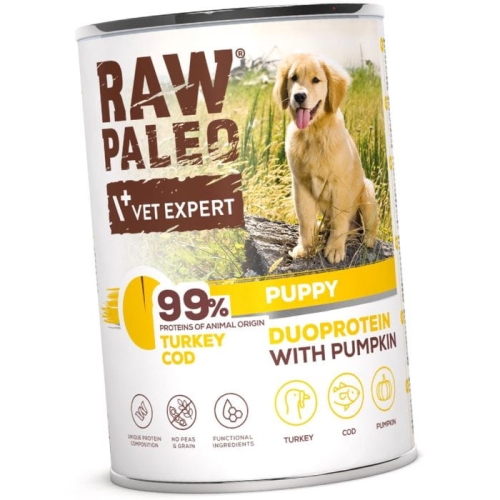 Raw Paleo Puppy Duoprotein 400g Mokra Karma Dla Szczeniąt Indyk Dorsz